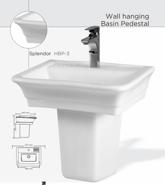 MSW  Wall hanging Basin Pedestal Splendor HBP-3